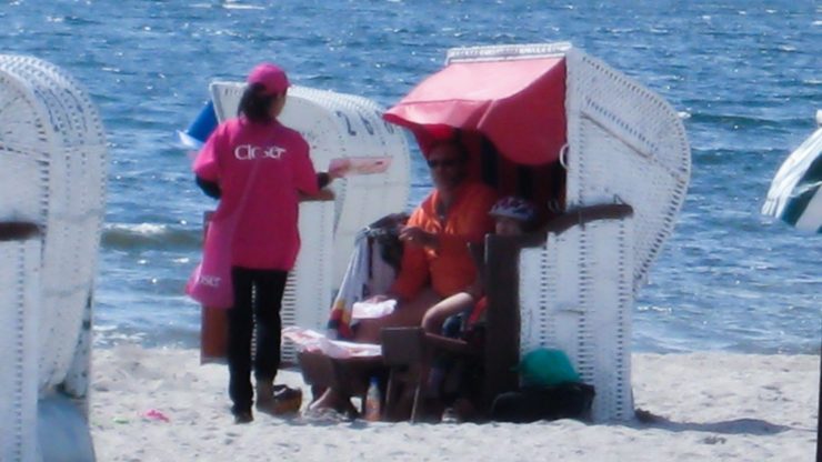 Promotionaktion am Strand